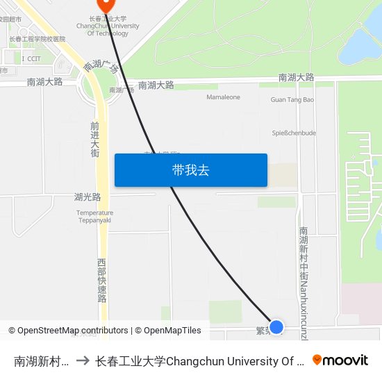 南湖新村中街 to 长春工业大学Changchun University Of Technology map