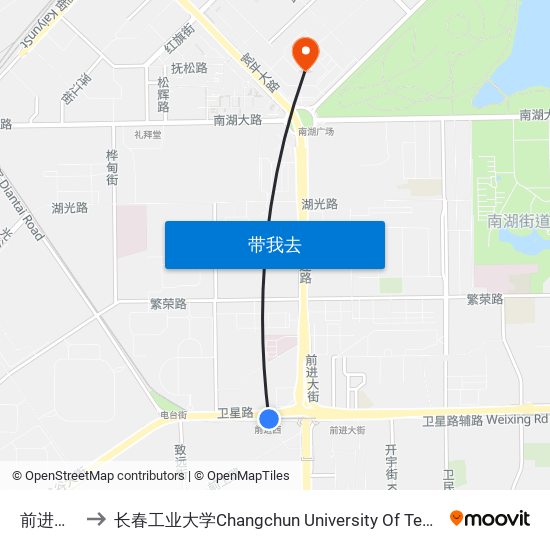 前进西站 to 长春工业大学Changchun University Of Technology map