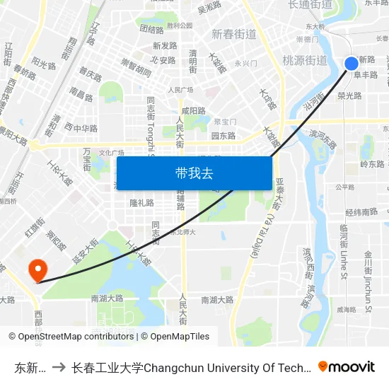 东新路 to 长春工业大学Changchun University Of Technology map