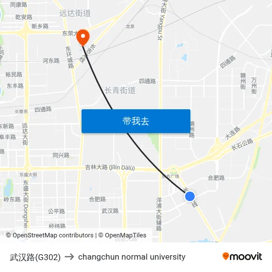 武汉路(G302) to changchun normal university map