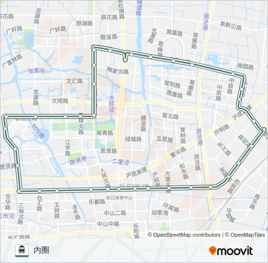 缆车松江有轨电车2号路的线路图