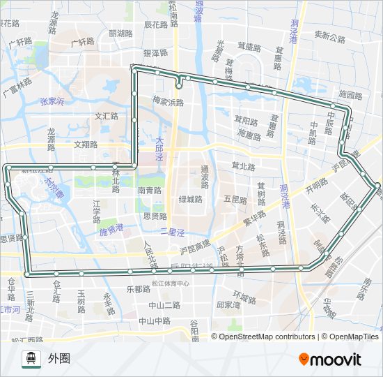 缆车松江有轨电车2号路的线路图