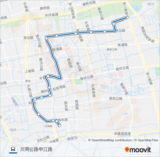 公交周康2路的线路图