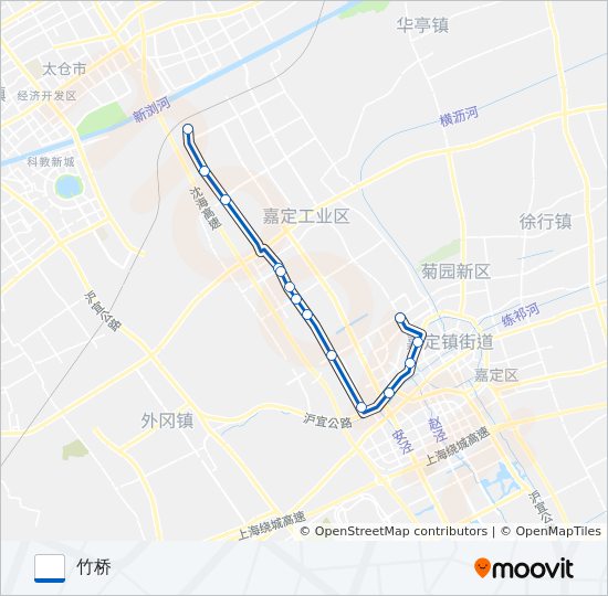 公交嘉朱专路的线路图