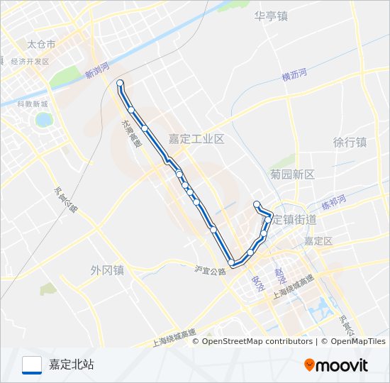 公交嘉朱专路的线路图