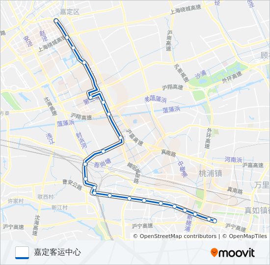 公交嘉江专路的线路图