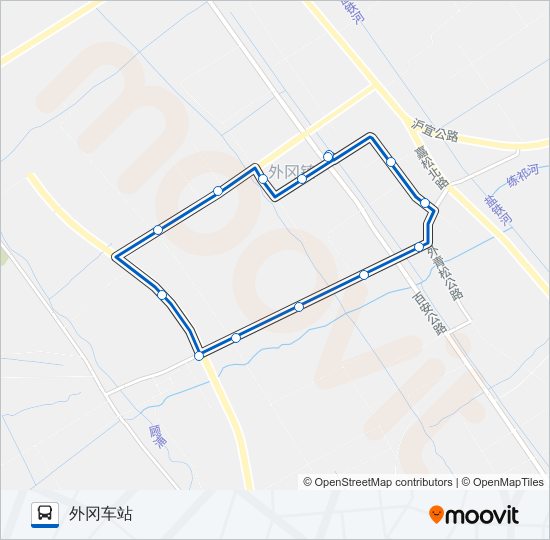 公交外冈1路的线路图