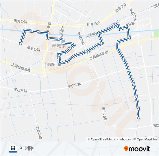 公交奉城1路的线路图