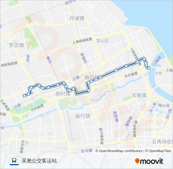 公交宝山1路的线路图
