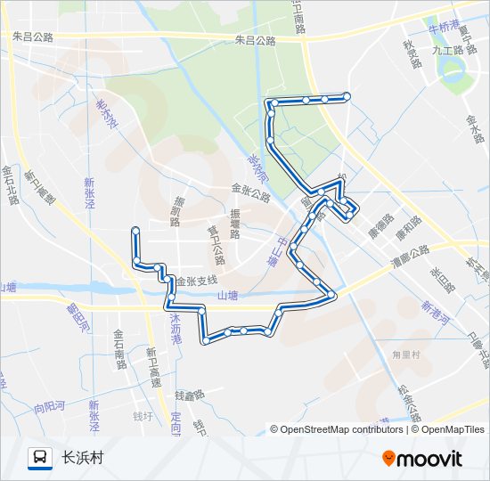 公交张堰2路的线路图