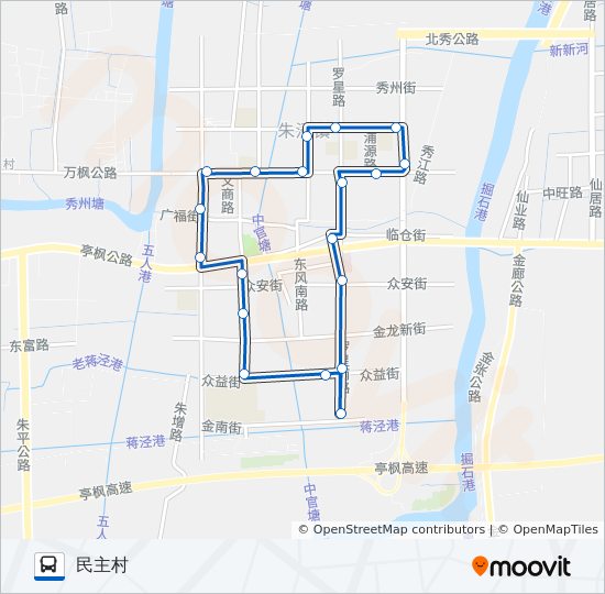 公交朱泾1路的线路图