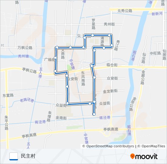 公交朱泾1路的线路图