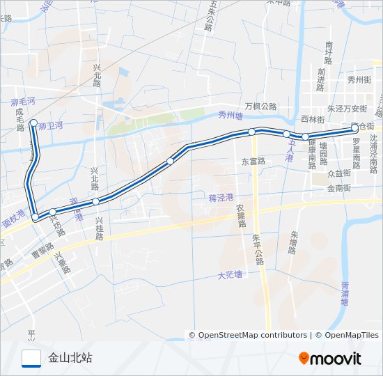 公交朱泾5路的线路图