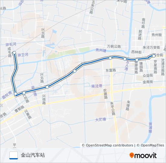 公交朱泾5路的线路图