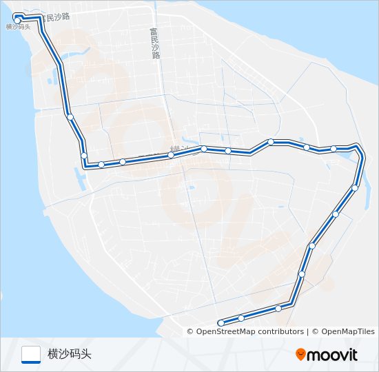 公交横沙2路的线路图