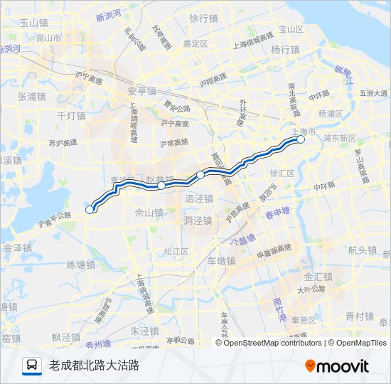 公交沪朱专路的线路图