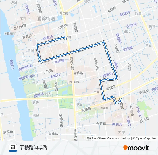 公交浦江1路的线路图