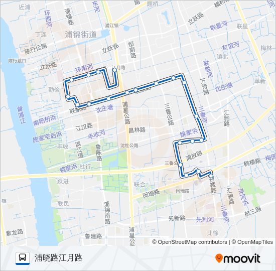 公交浦江1路的线路图