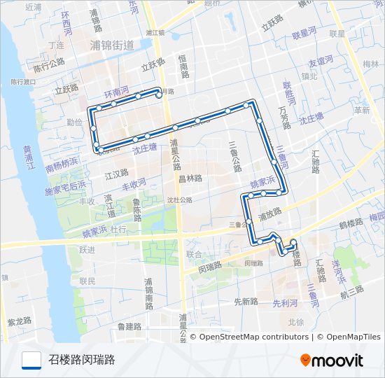 公交浦江1路的线路图