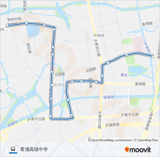 公交青浦1路的线路图