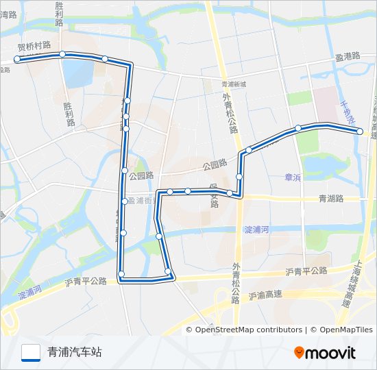 公交青浦1路的线路图