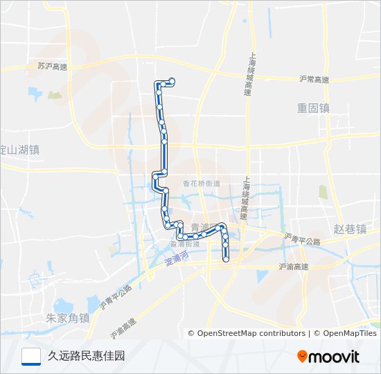 公交青浦9路的线路图