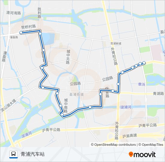 公交青浦二路的线路图