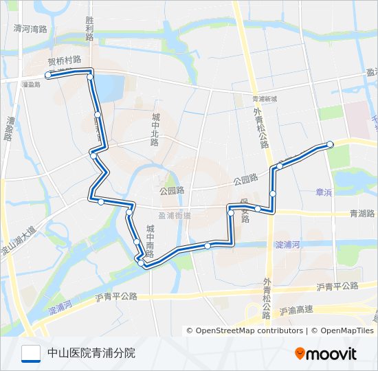 公交青浦二路的线路图