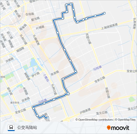 公交马陆1路的线路图