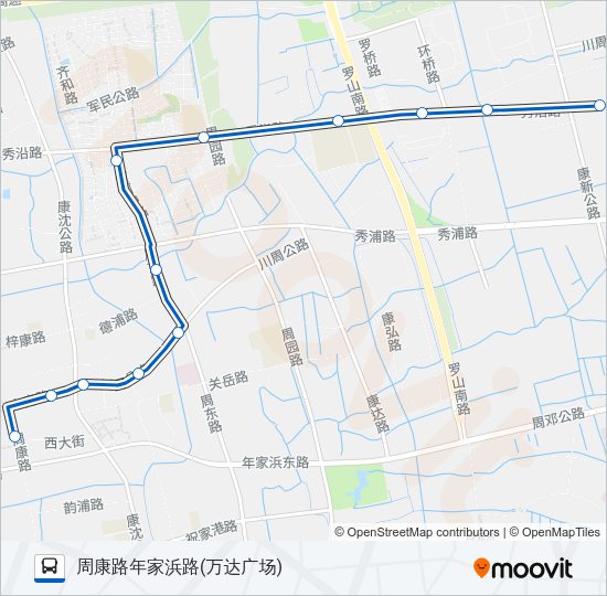公交周康10路的线路图