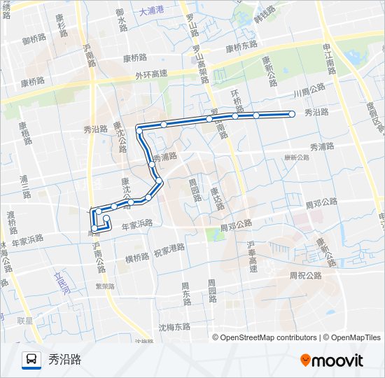 公交周康10路的线路图