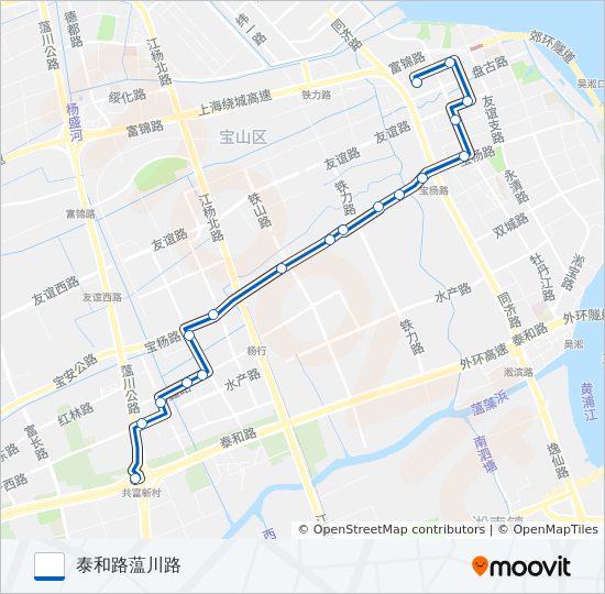 公交宝山15路的线路图