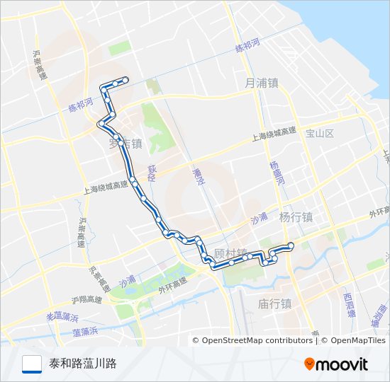 公交宝山16路的线路图