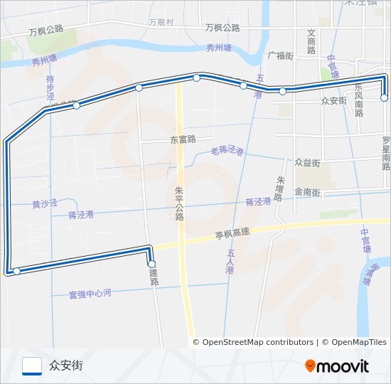公交朱泾3区间路的线路图