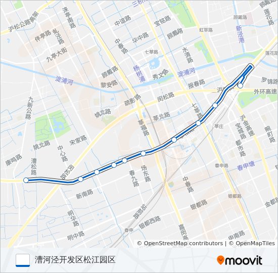松莘B线区间 bus Line Map