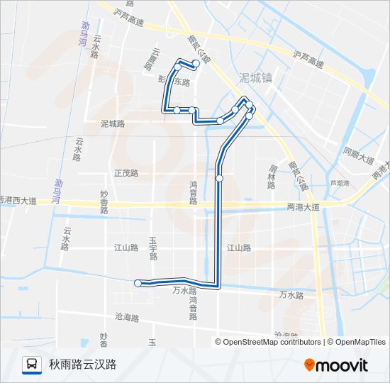 公交泥城2定班路的线路图