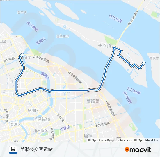 公交申崇五班车路的线路图