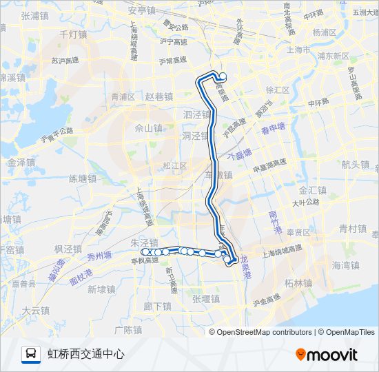 公交虹桥枢纽8路的线路图