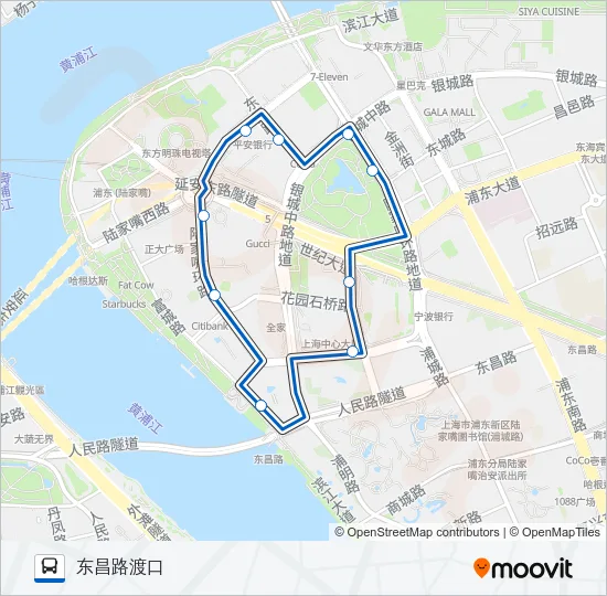 陆家嘴观光线 Bus Line Map