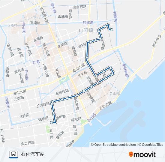 公交山阳2工业区路的线路图