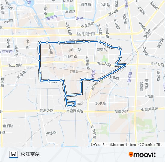 公交松江34B线路的线路图