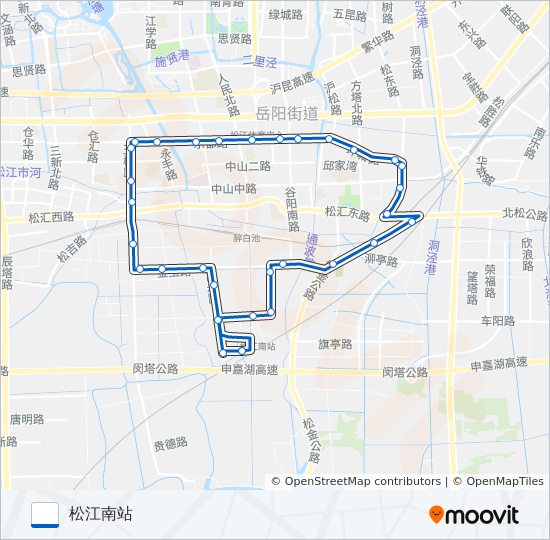 公交松江34B线路的线路图