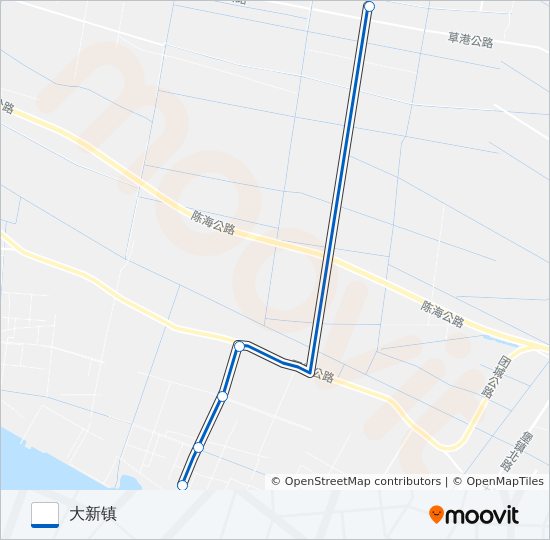 公交崇明乡村3(临时)路的线路图