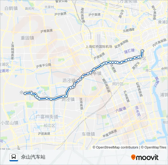 公交上佘定班路的线路图