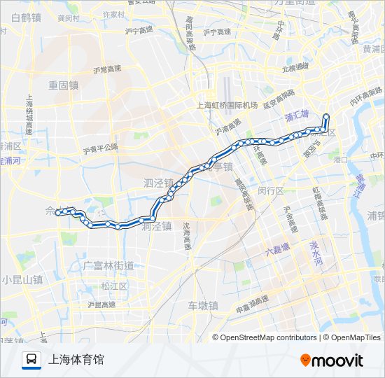 公交上佘定班路的线路图