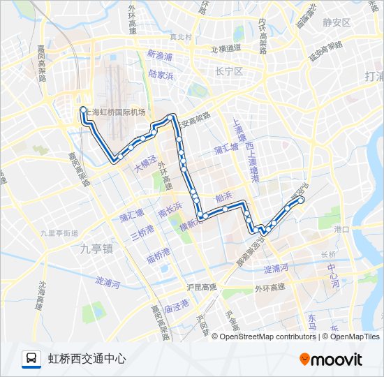 公交虹桥枢纽1路的线路图