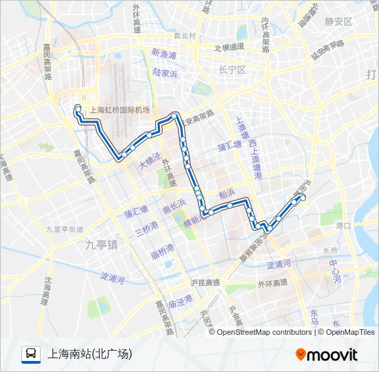 虹桥枢纽1路 Bus Line Map