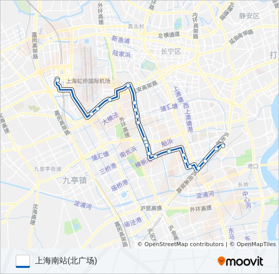 虹桥枢纽1路 bus Line Map