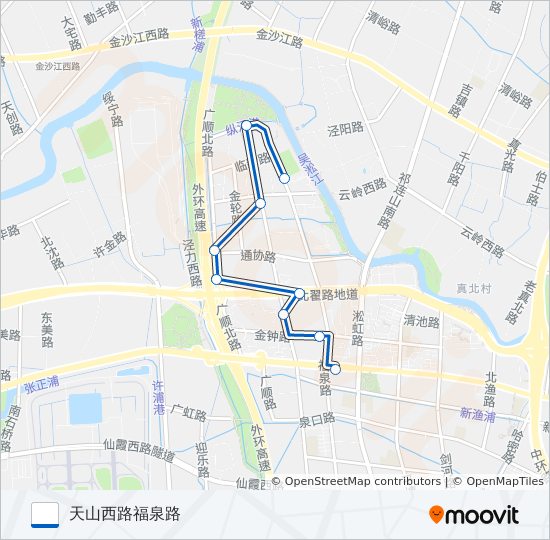 公交新泾1区间路的线路图