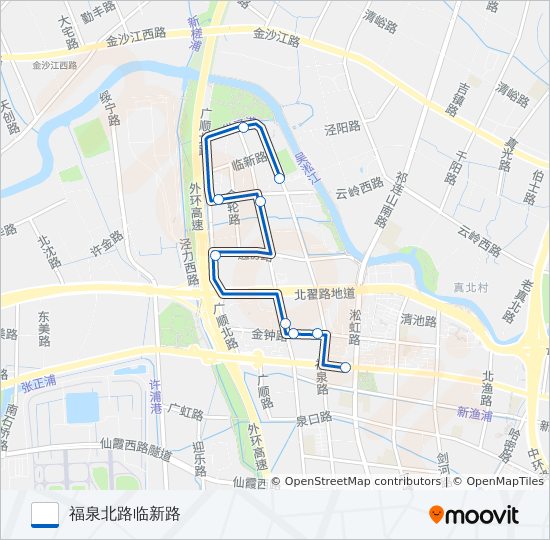 公交新泾1区间路的线路图